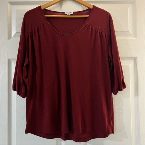 Old navy 3/4 sleeve Burgundy blouse women’s size large - Picture 1 of 4